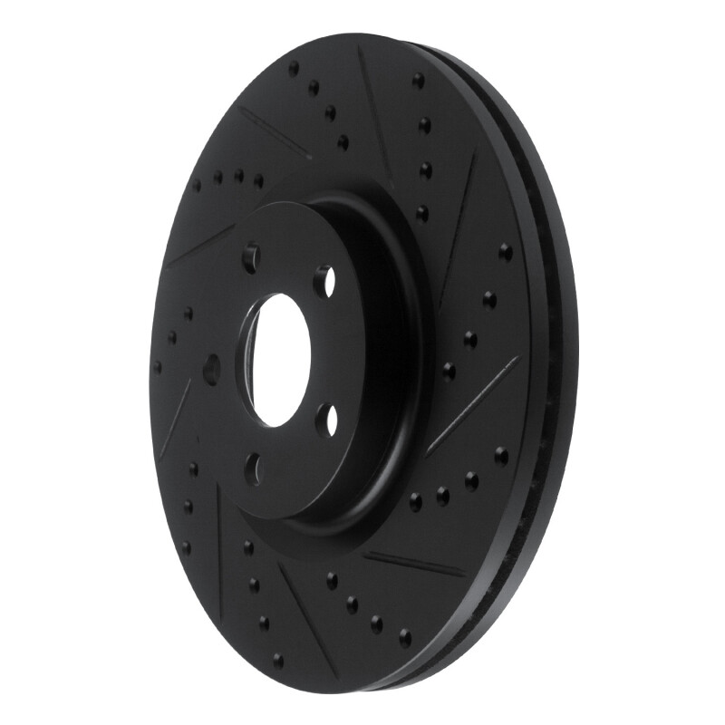 Lincoln MKZ Brake Rotor (1) - Front Right - R1 Concepts - Drilled & Slotted - Black - `17-`20